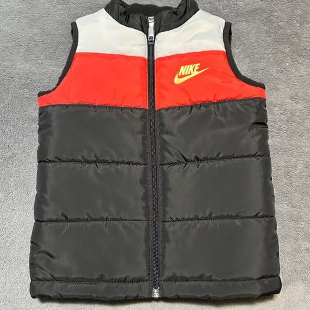 Nike Toddler Black/ Red/Gray Full Zip Puffer Vest